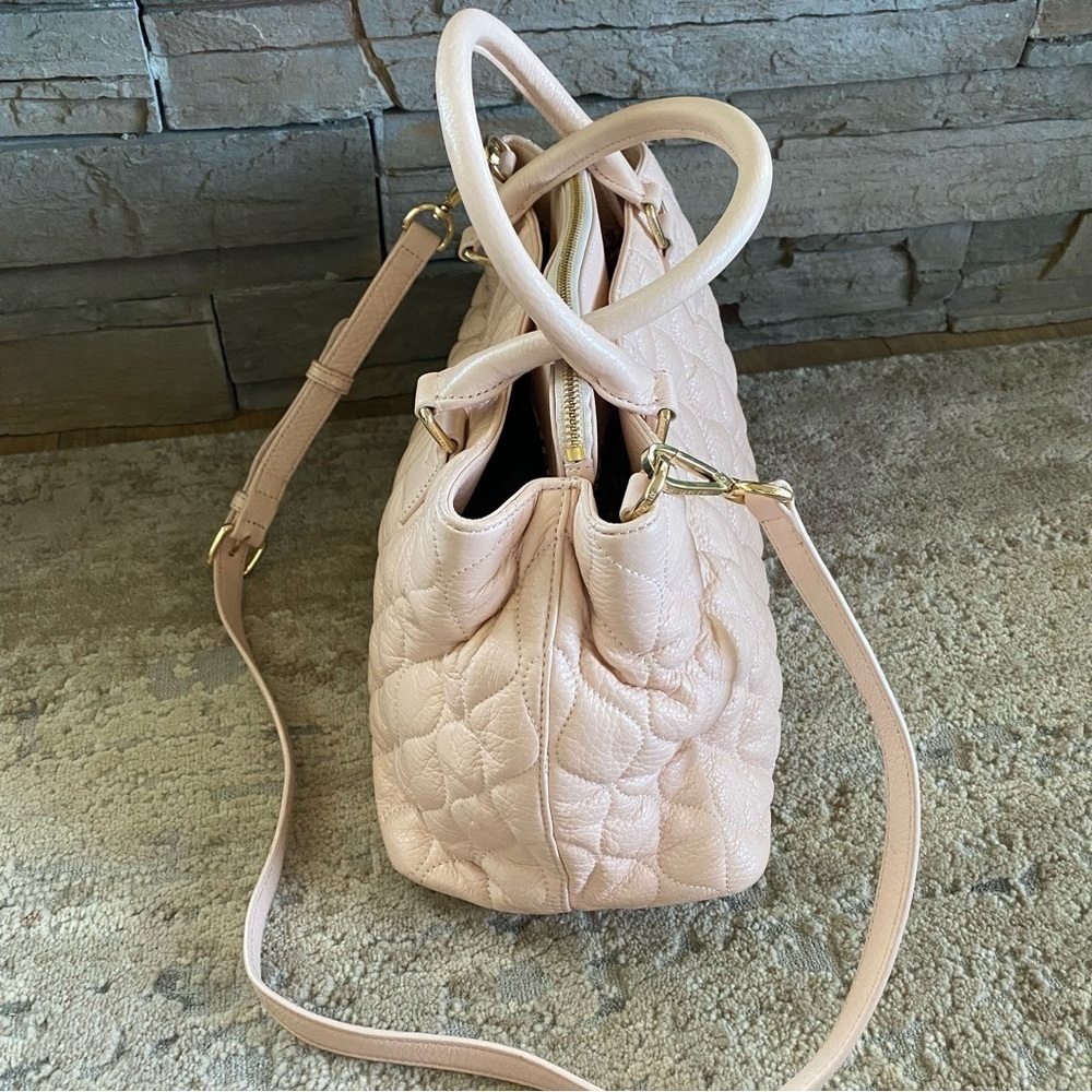 Vera Bradley Large Quilted Purse Emma Handbag Pale Pink Leather Shoulder Bag - Picture 4 of 14